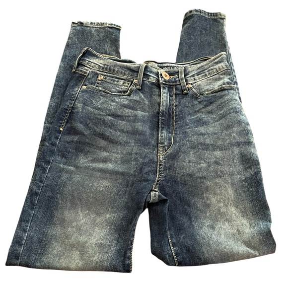 Levis Denizen Ultra High Rise Ankle Jeggings med wash blue jeans sz 5 distressed - Picture 1 of 15